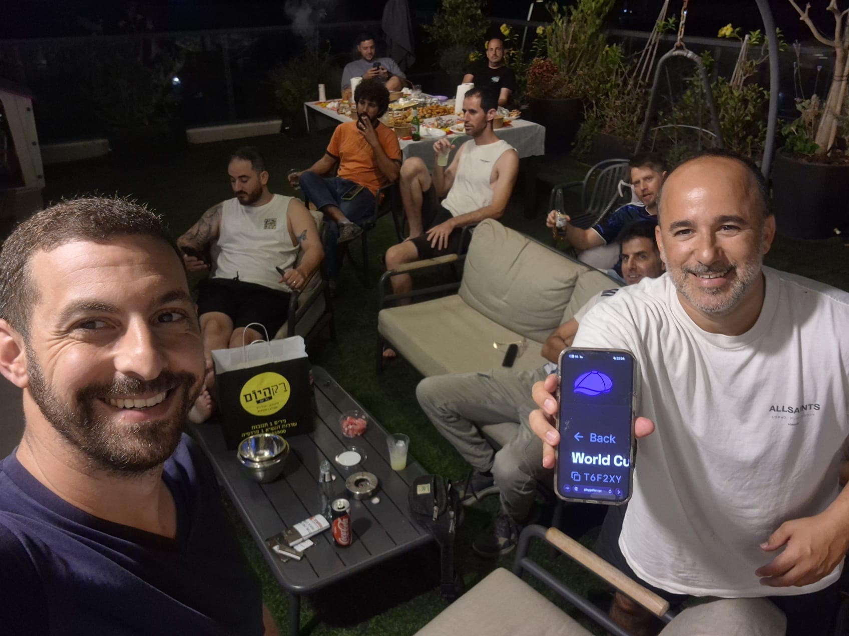 A group of friends playing Gaffer together on match night